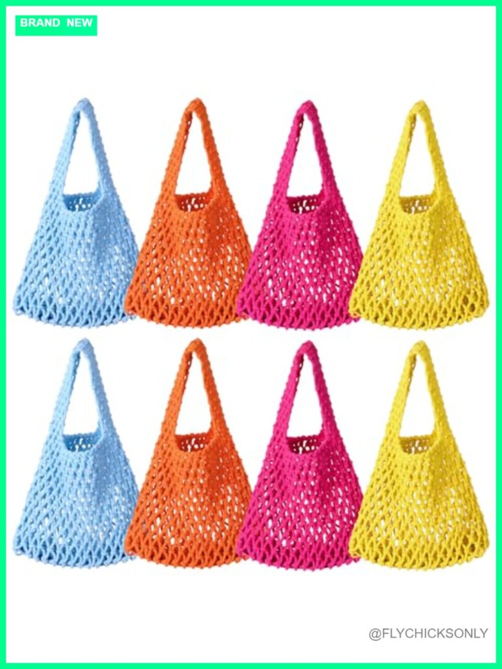 Set of 8 Cotton Rope Tote Bags with Handles, Bohemian Crochet Gift Bags for